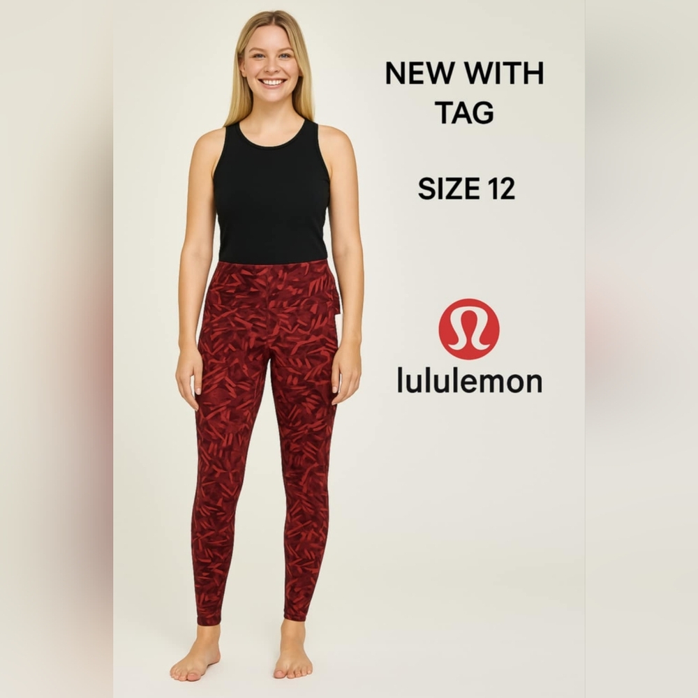 lululemon athletica Wunder Train Red Leggings Streamlined Performance NWT Sz12